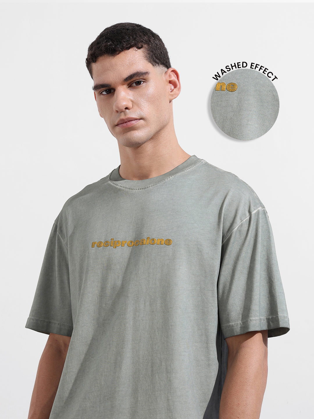 Men's Grey Relaxed Fit Graphic Printed 240 GSM Street Wear T-Shirt