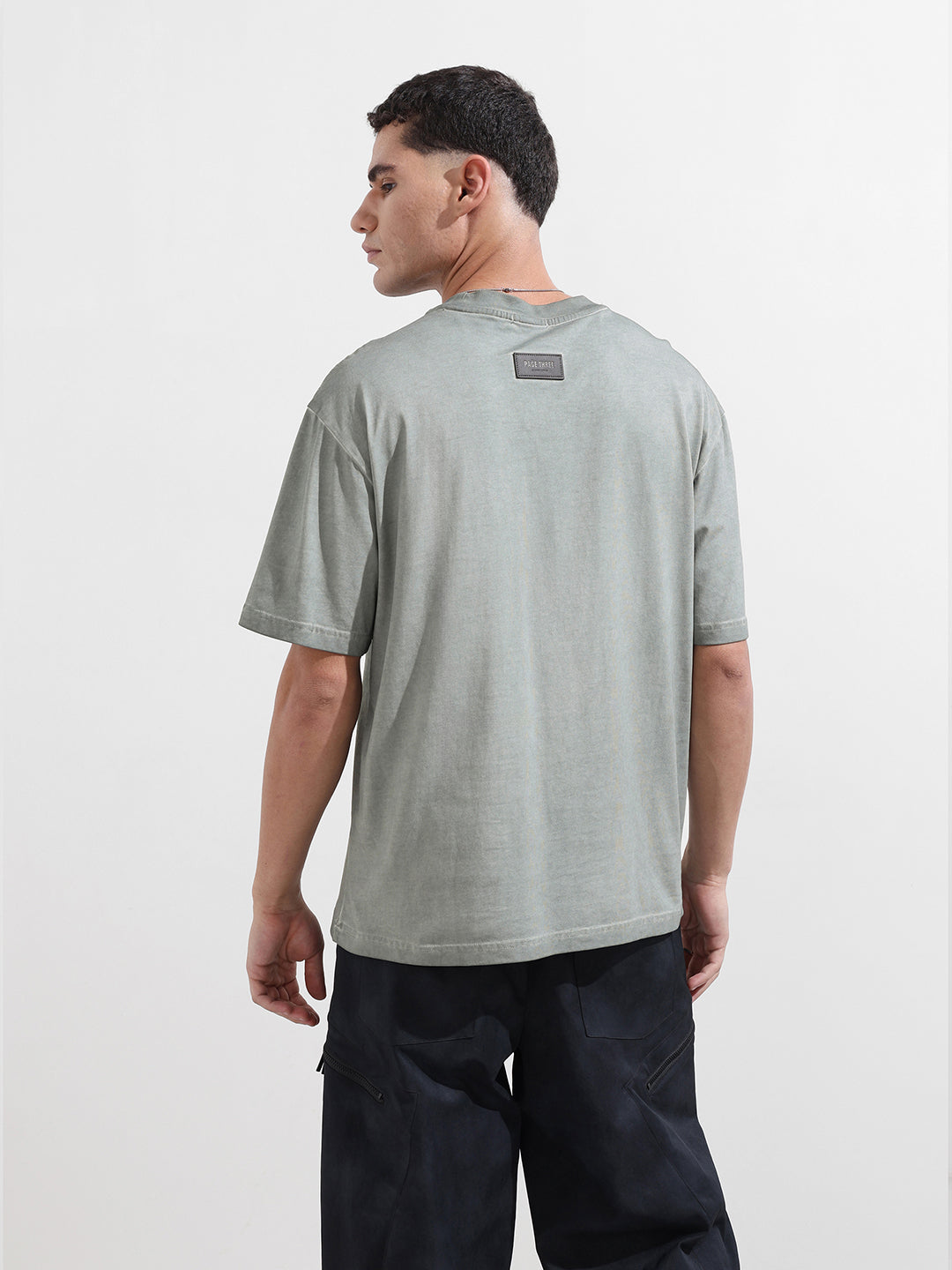 Men's Grey Relaxed Fit Graphic Printed 240 GSM Street Wear T-Shirt