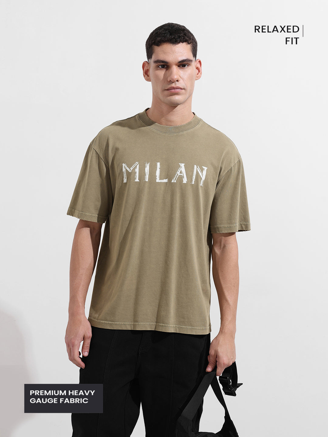 Men's Green Relaxed Fit Graphic Printed 240 GSM Street Wear T-Shirt