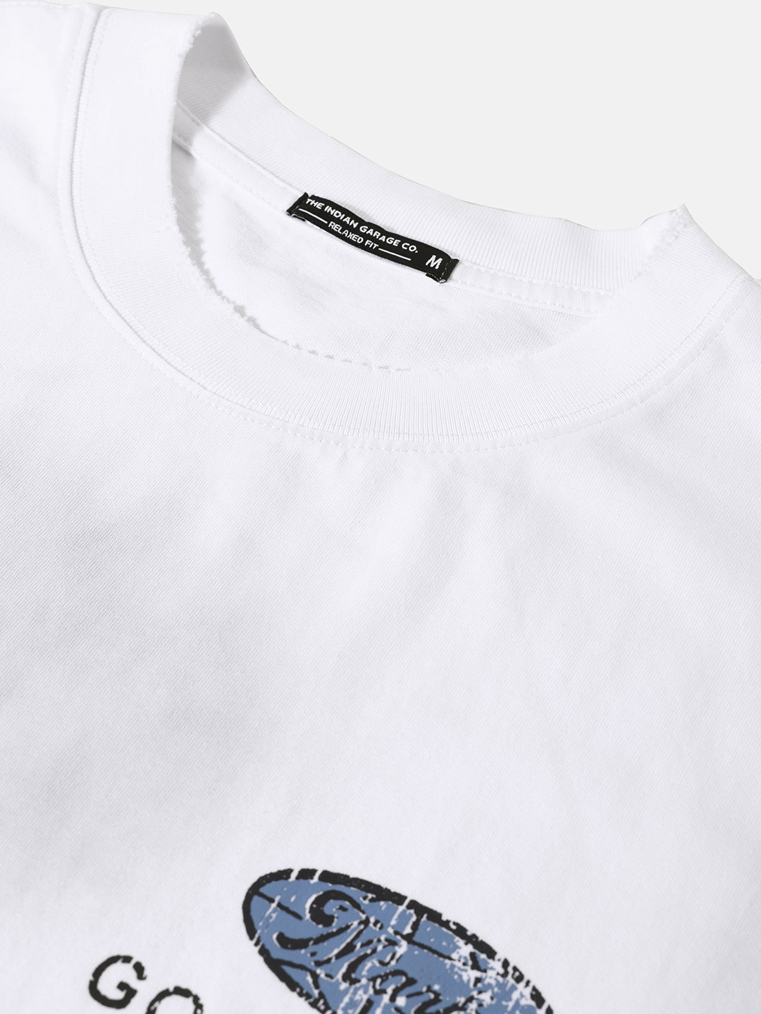 Men's White Relaxed Fit Graphic Printed 240 GSM Street Wear T-Shirt