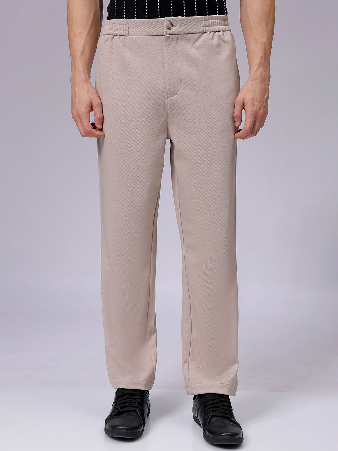 Men's Beige Regular Fit Casual Chinos
