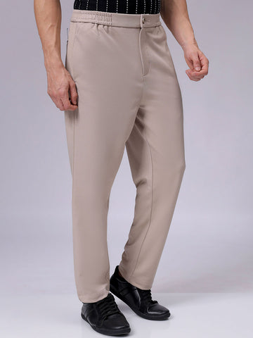 Men's Beige Regular Fit Casual Chinos