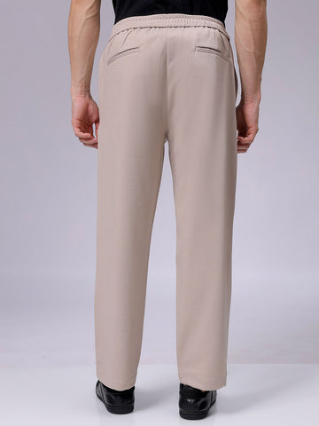Men's Beige Regular Fit Casual Chinos