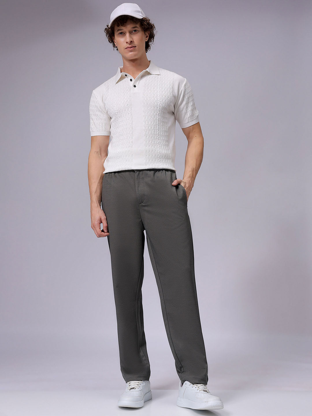 Men's Green Regular Fit Casual Chinos