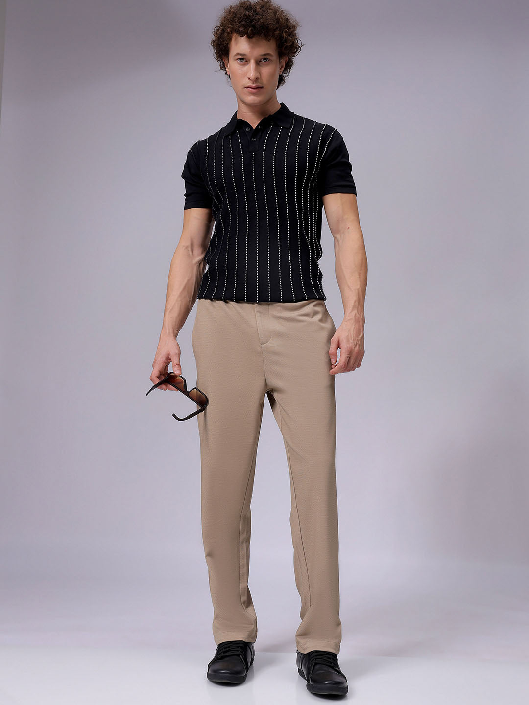 Men's Grey Regular Fit Casual Chinos