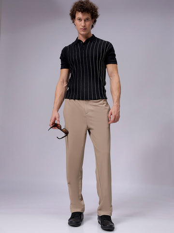 Men's Grey Regular Fit Casual Chinos