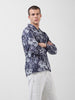 Men's Blue Regular Fit Printed Winter Shirt