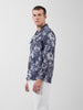 Men's Blue Regular Fit Printed Winter Shirt