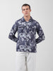 Men's Blue Regular Fit Printed Winter Shirt