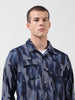 Men's Black Regular Fit Printed Winter Shirt