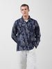 Men's Black Regular Fit Printed Winter Shirt