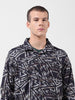 Men's Black Regular Fit Printed Winter Shirt