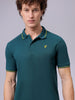 Men's Green Slim Fit Solid Polo Collar T-shirt