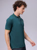 Men's Green Slim Fit Solid Polo Collar T-shirt