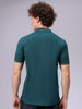 Men's Green Slim Fit Solid Polo Collar T-shirt