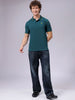 Men's Green Slim Fit Solid Polo Collar T-shirt