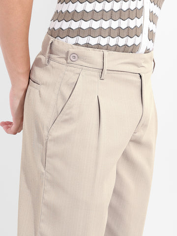 Men's Grey Regular Fit Solid Casual Trousers