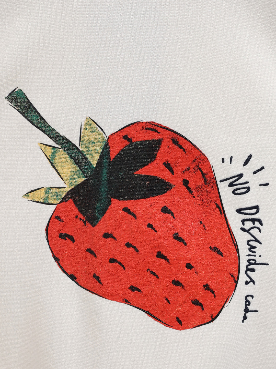 Men's Cream Relaxed Fit Graphic Printed Casual Sweatshirt