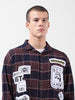 Men's Brown Relaxed Fit Printed  Street Shirt