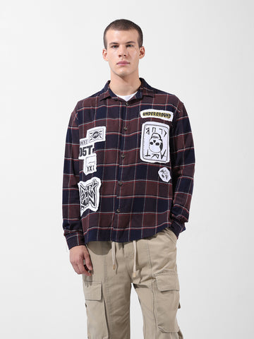 Men's Brown Relaxed Fit Printed  Street Shirt