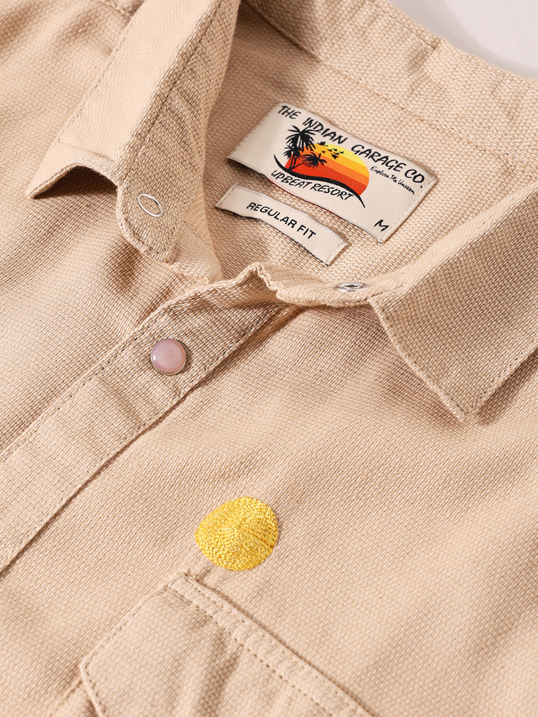 Men's Cream Regular Fit Floral Printed Resort Wear Shirt