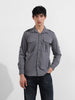 Men's Grey Regular Fit Solid Street Shirt