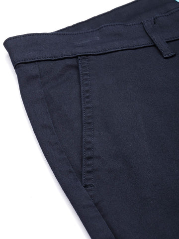Men's Navy Blue Blue Regular Fit Casual Chinos