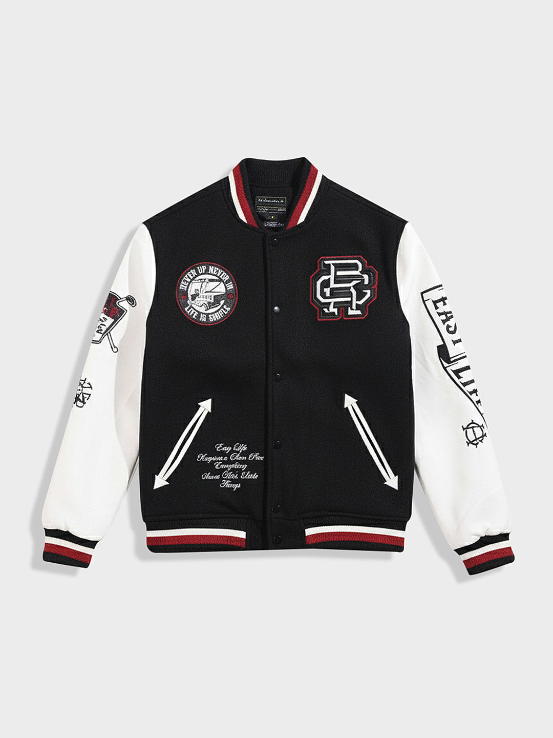 Men's Black Regular Fit Embroided Casual Jacket