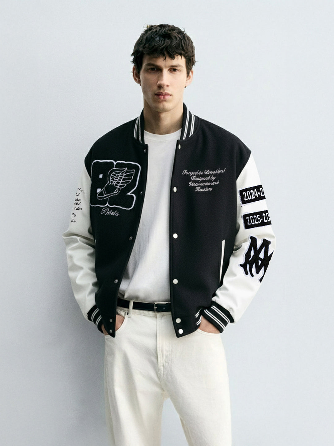 Men's Black Regular Fit Embroided Casual Jacket