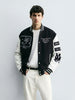 Men's Black Regular Fit Embroided Casual Jacket