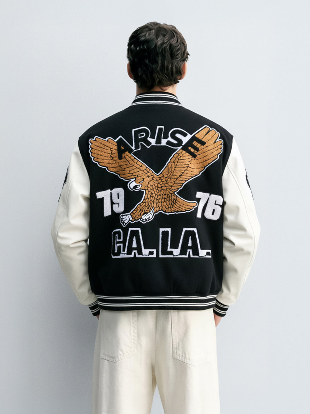 Men's Black Regular Fit Embroided Casual Jacket
