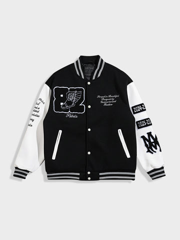 Men's Black Regular Fit Embroided Casual Jacket