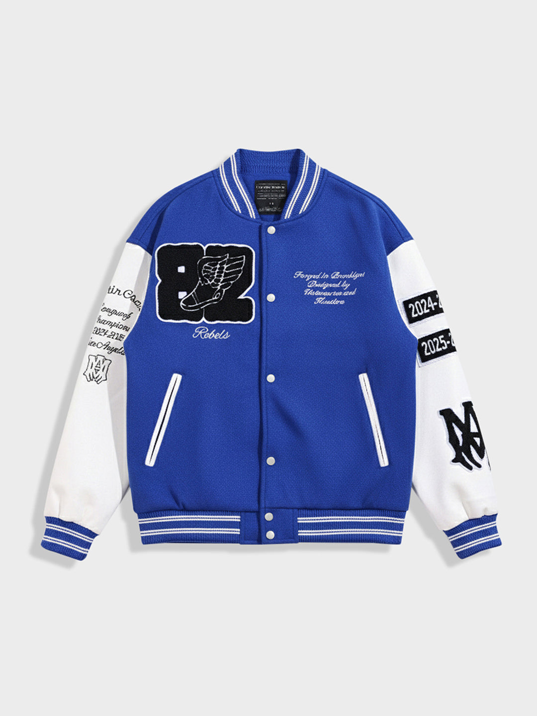 Men's Blue Regular Fit Embroided Casual Jacket