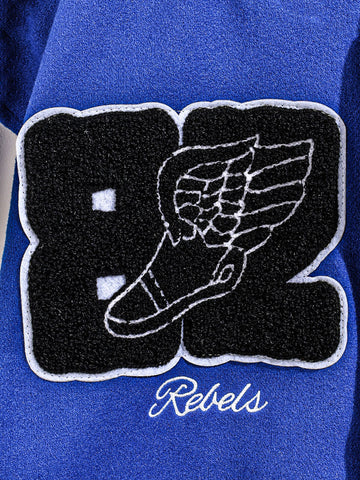 Men's Blue Regular Fit Embroided Casual Jacket