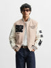 Men's Cream Regular Fit Embroided Casual Jacket
