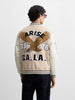 Men's Cream Regular Fit Embroided Casual Jacket