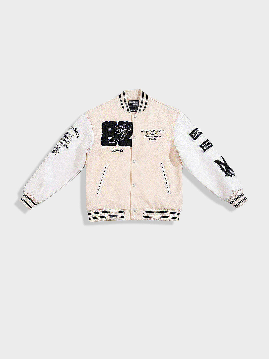 Men's Cream Regular Fit Embroided Casual Jacket
