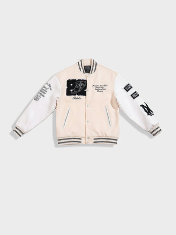 Men's Cream Regular Fit Embroided Casual Jacket