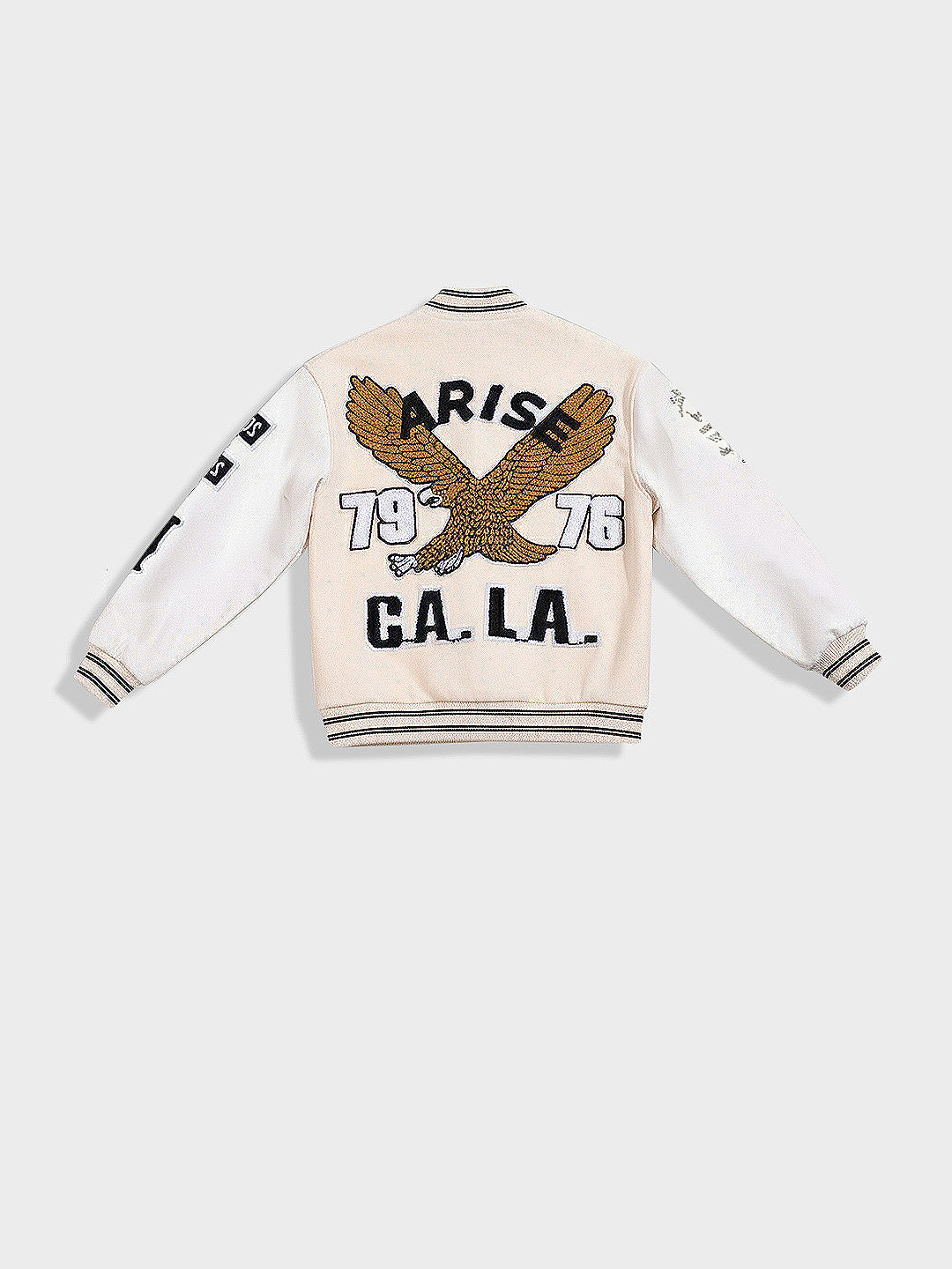Men's Cream Regular Fit Embroided Casual Jacket