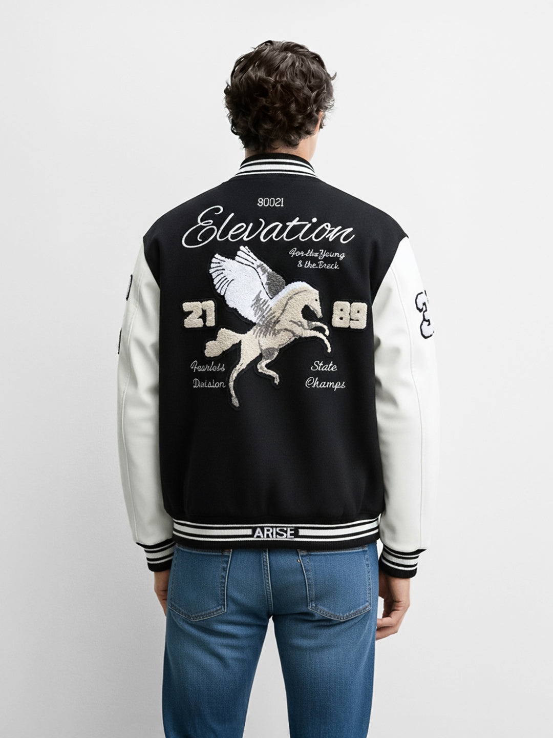 Men's Black Regular Fit Embroided Casual Jacket