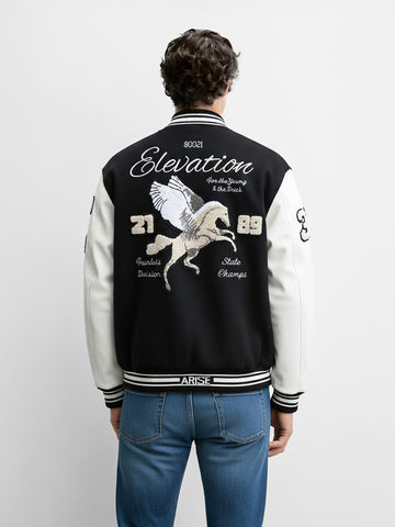 Men's Black Regular Fit Embroided Casual Jacket