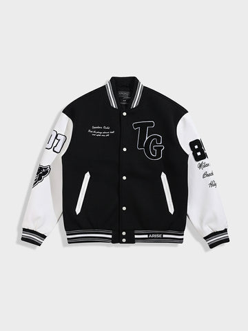 Men's Black Regular Fit Embroided Casual Jacket