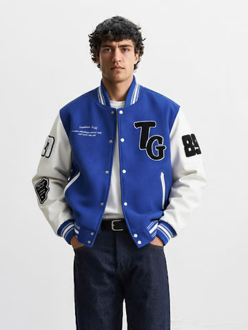 Men's Blue Regular Fit Embroided Casual Jacket