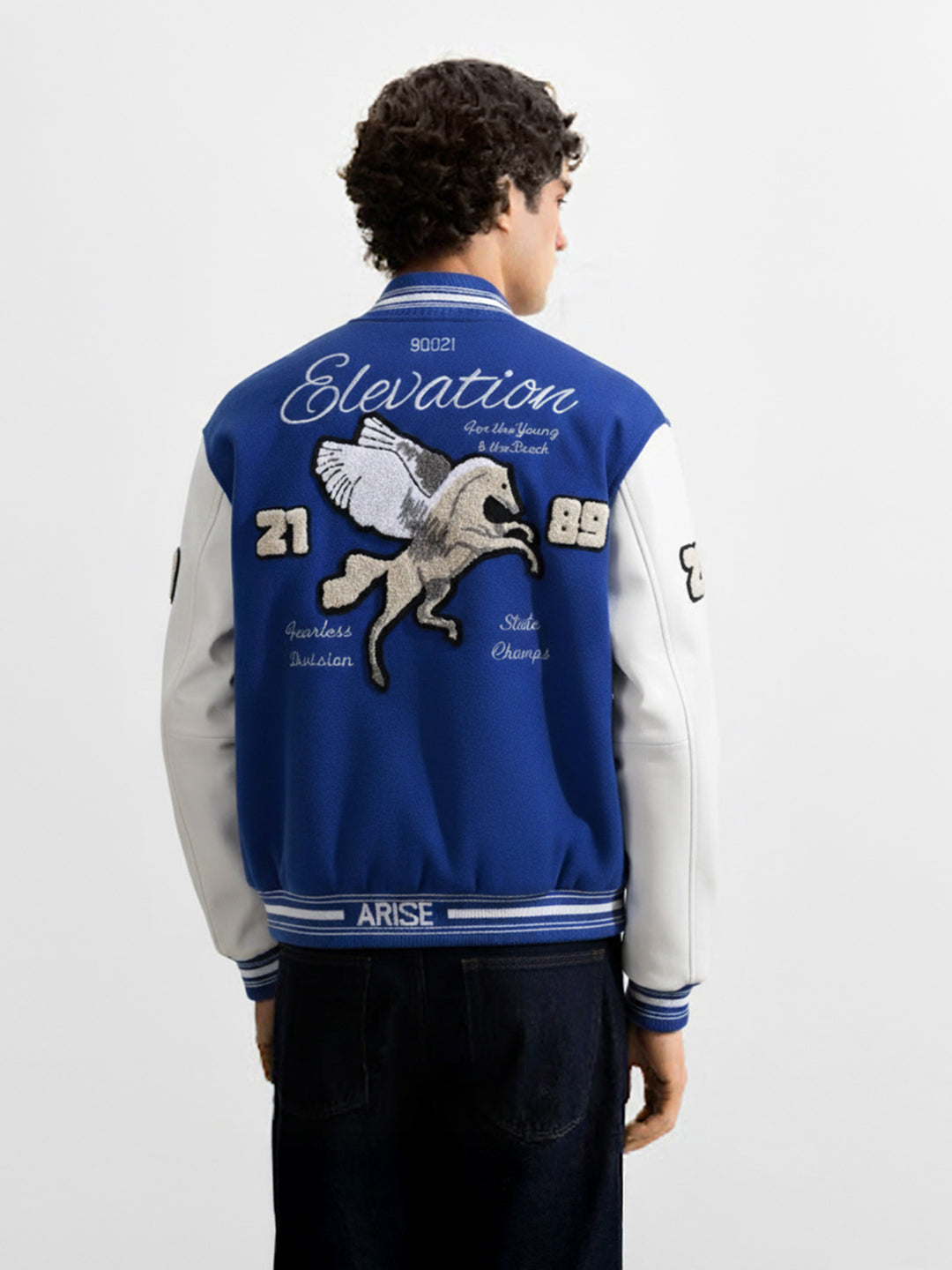 Men's Blue Regular Fit Embroided Casual Jacket