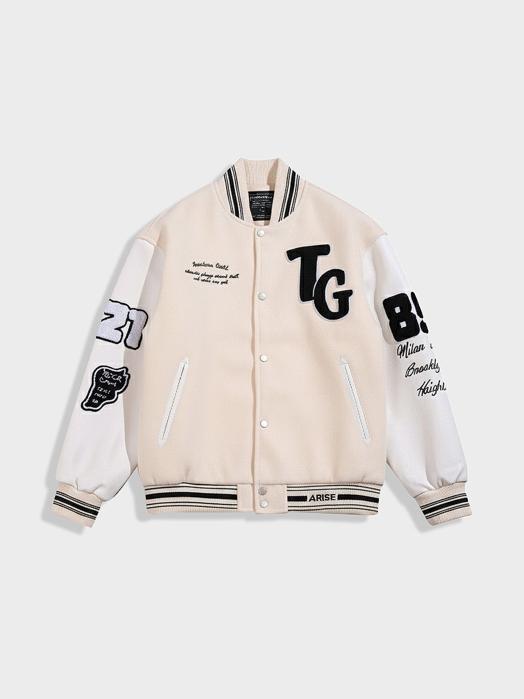 Men's Cream Regular Fit Embroided Casual Jacket