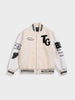 Men's Cream Regular Fit Embroided Casual Jacket