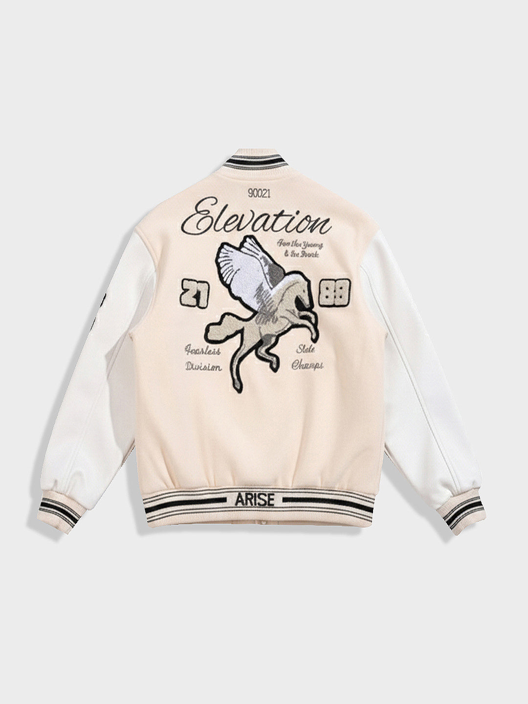 Men's Cream Regular Fit Embroided Casual Jacket