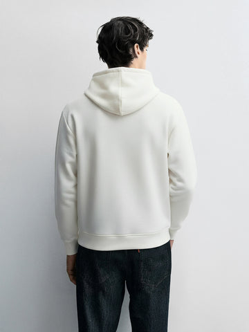 Men's Cream Oversized Fit Embrodered Casual Sweatshirt