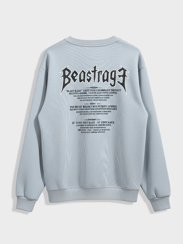 Men's Blue Relaxed Fit Graphic Printed Casual Sweatshirt