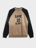 Men's Beige Relaxed Fit Embroided Casual Sweatshirt